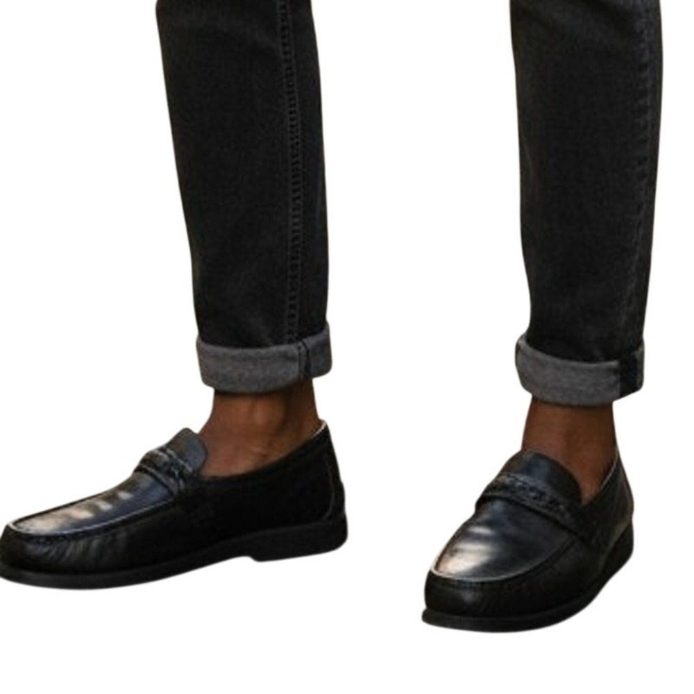 Nunn Bush Womens Loafers Black Leather 1" Heel Sz 10